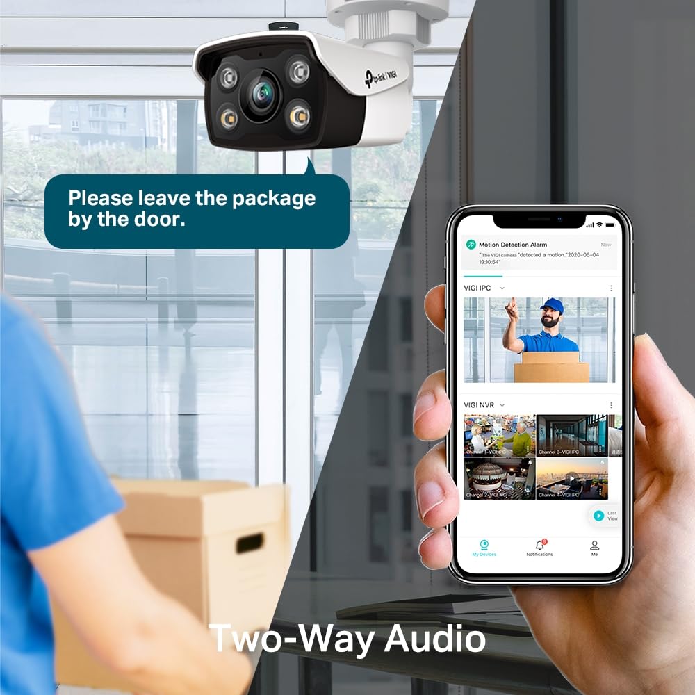 TP-Link VIGI C350 4mm Lens Smart Outdoor Security Bullet Network Camera | 5MP HD Full-Color | Smart Video Enhancement | Waterproof IP67 | H.265+ | Smart Detection| PoE/12V DC CCTV | ONVIF TP-Link