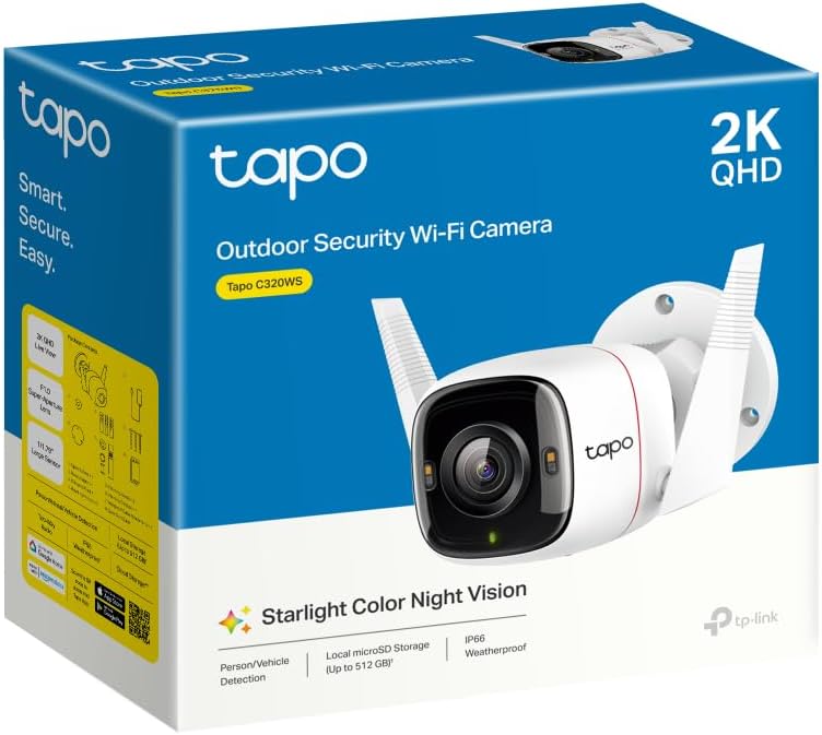 TP-Link TAPO C320WS, QHD 4MP (2K+), Outdoor Security Wi-Fi Camera TP-Link