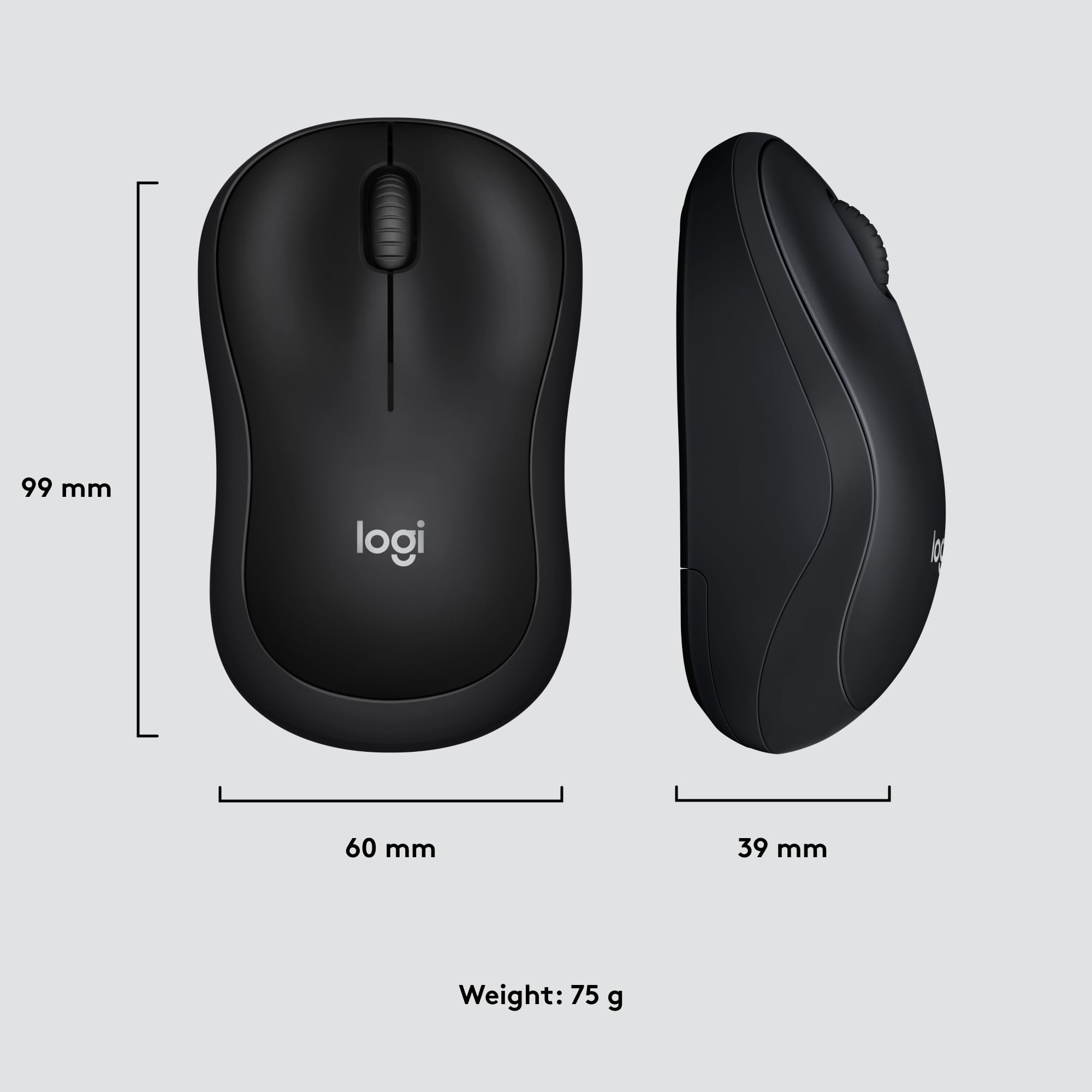 Logitech M220 Wireless Mouse, Silent Buttons, 2.4 GHz with USB Mini Receiver, 1000 DPI Optical Tracking, 18-Month Battery Life, Ambidextrous PC/Mac/Laptop - Charcoal Grey Logitech