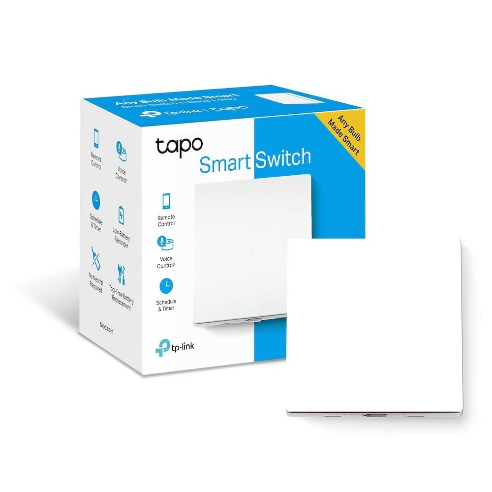 TP-Link Tapo S210 Smart Light Switch 1 Gang 1 Way, Remote and Voice Control, Battery included, Compatible with Alexa & Google home, Tapo Hub Included Tapo