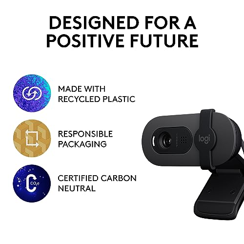 Logitech Brio 100 Full HD Webcam for Meetings and Streaming, Auto-Light Balance, Built-in Mic, Privacy Shutter Logitech