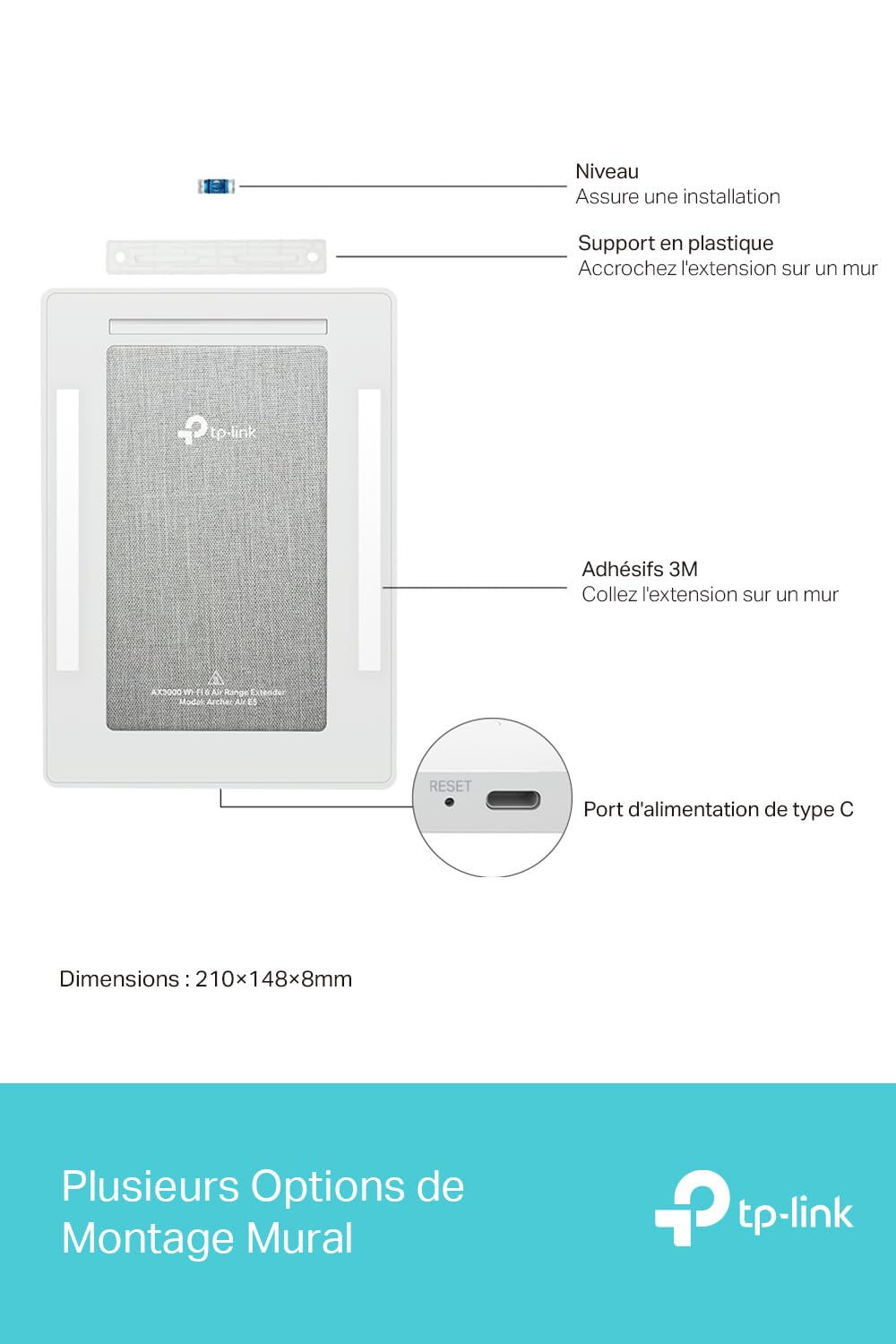 TP-Link AX3000 Wall-Mounted Wi-Fi 6 Router Archer Air R5 | Ultra-Thin & Compact | Dual Band Wi-Fi | Smart Beamforming Antennas | EasyMesh Compatible | Mounting Materials Included | Homeshield, VPN TP-Link