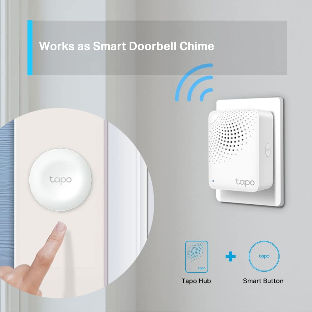 TP-Link Tapo Smart Hub with Built-in Chime, Requires 2.4GHz Wi-Fi, Connect up to 64 Smart + 4 Camera Devices, Sub-1G Low-Power Wireless Protocol, 512GB Local Storage Tapo