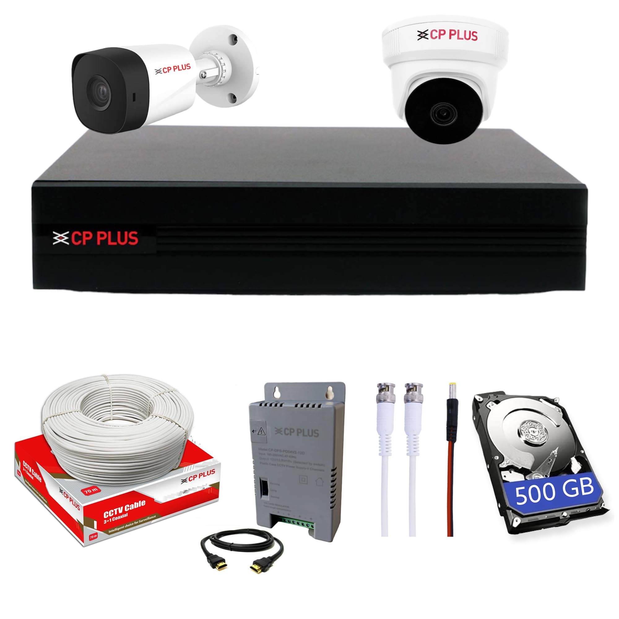 CP-PLUS 6 Outdoor Bullet, 8CH DVR, 1TB HDD, 90MTRS Wire, Complete Audio Camera CCTV KIT CP PLUS