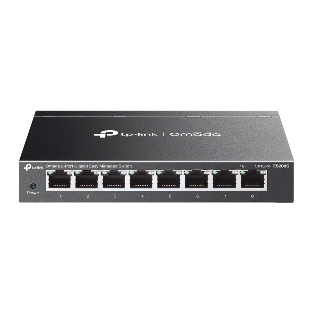 TP-Link Omada 8-Port Gigabit Easy Managed Switch, Gigabit Ports, Compact Metal Case, Port Isolation, VLAN, Automatic Loop Prevention, IGMP Snooping, Centralised Cloud Management, Plug & Play(ES208G) TP-Link
