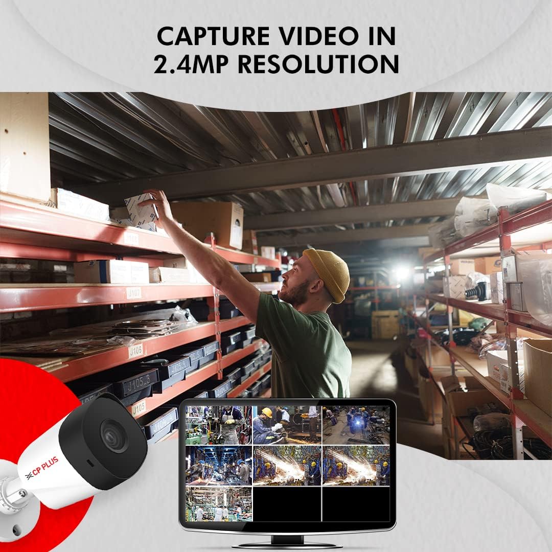 CP-PLUS 6 Outdoor Bullet, 8CH DVR, 1TB HDD, 90MTRS Wire, Complete Audio Camera CCTV KIT CP PLUS