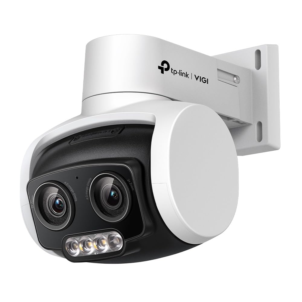 TP-Link VIGI C540V 4MP Outdoor Full-Color Dual-Lens Varifocal Pan Tilt Network Camera | Super-High Definition|3× Zoom | Active Defense| Two-Way Audio|H.265+ | IP66 Waterproof| Remote Management TP-Link