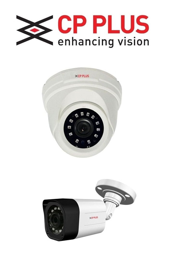 CP Plus 8 Channel DVR with 6 Pc of 2.4 MP Dome Cameras + 2 Pc of 2.4 MP Bullet Cameras + CCTV Cable 90 Mtr + 8 CH Power Supply + BNC & DC Full Combo Kit without Hard Drive CP PLUS