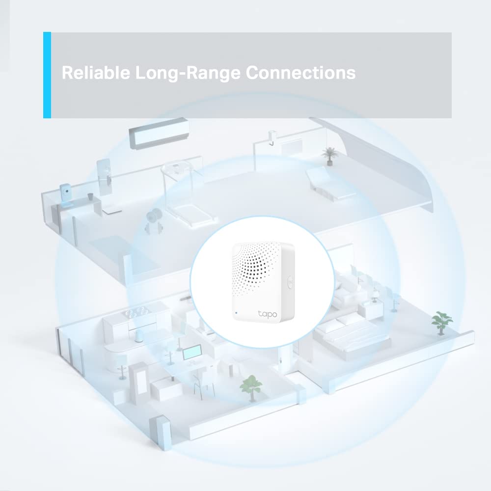 TP-Link Tapo Smart Hub with Built-in Chime, Requires 2.4GHz Wi-Fi, Connect up to 64 Smart + 4 Camera Devices, Sub-1G Low-Power Wireless Protocol, 512GB Local Storage Tapo