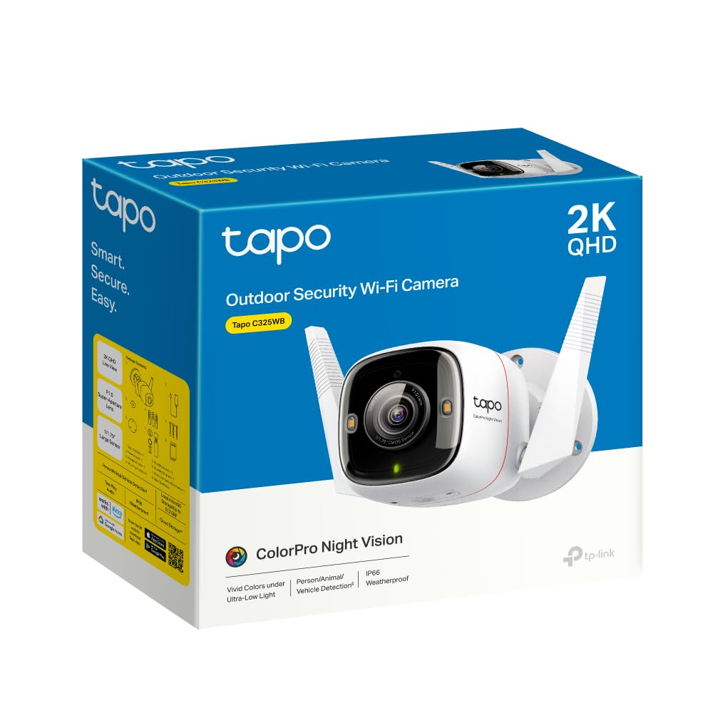 Tapo TP-Link 4MP 2K QHD (2560x1440) Outdoor CCTV Security Wi-Fi Smart Camera Tapo