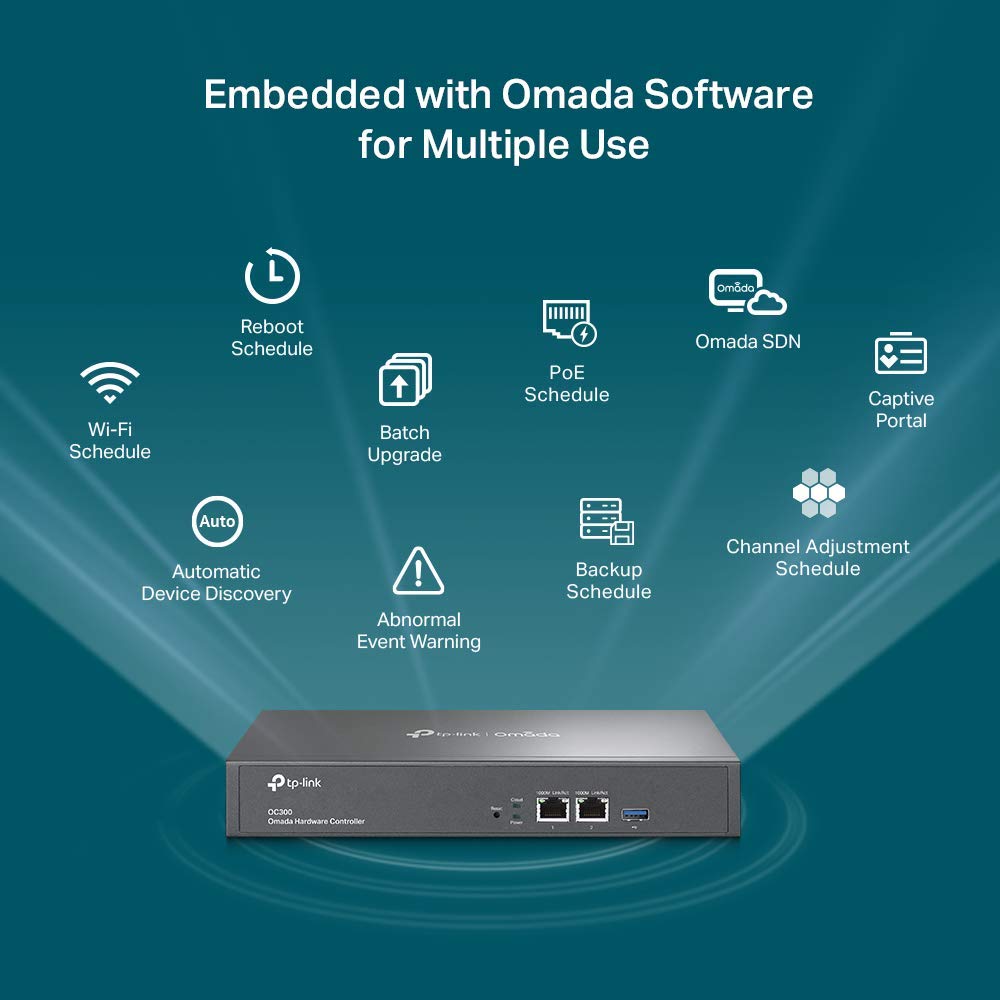 TP-Link OC300 Omada Hardware Controller | SDN Integrated | 2 Gigabit Port + 1 USB 3.0 Port | Manage Up to 500 Devices | Easy & Intelligent Network Monitor & Maintenance | Cloud Access & Omada App (OC300) TP-Link