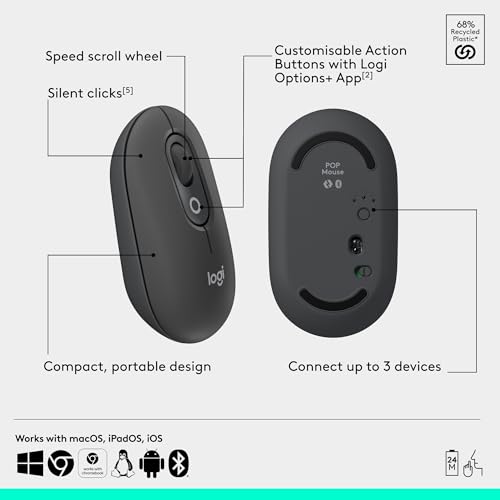 Logitech POP ICON Combo, Bluetooth Keyboard and Mouse Combo Logitech
