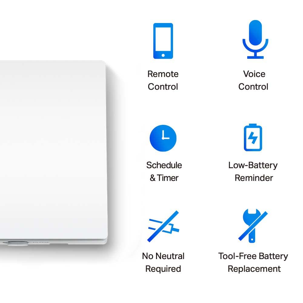 TP-Link Tapo S210 Smart Light Switch 1 Gang 1 Way, Remote and Voice Control, Battery included, Compatible with Alexa & Google home, Tapo Hub Included Tapo