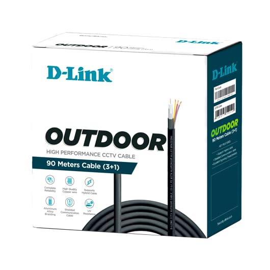 D-Link Outdoor High Performance CCTV Cable (3+1), 90 Metres, Black D-Link
