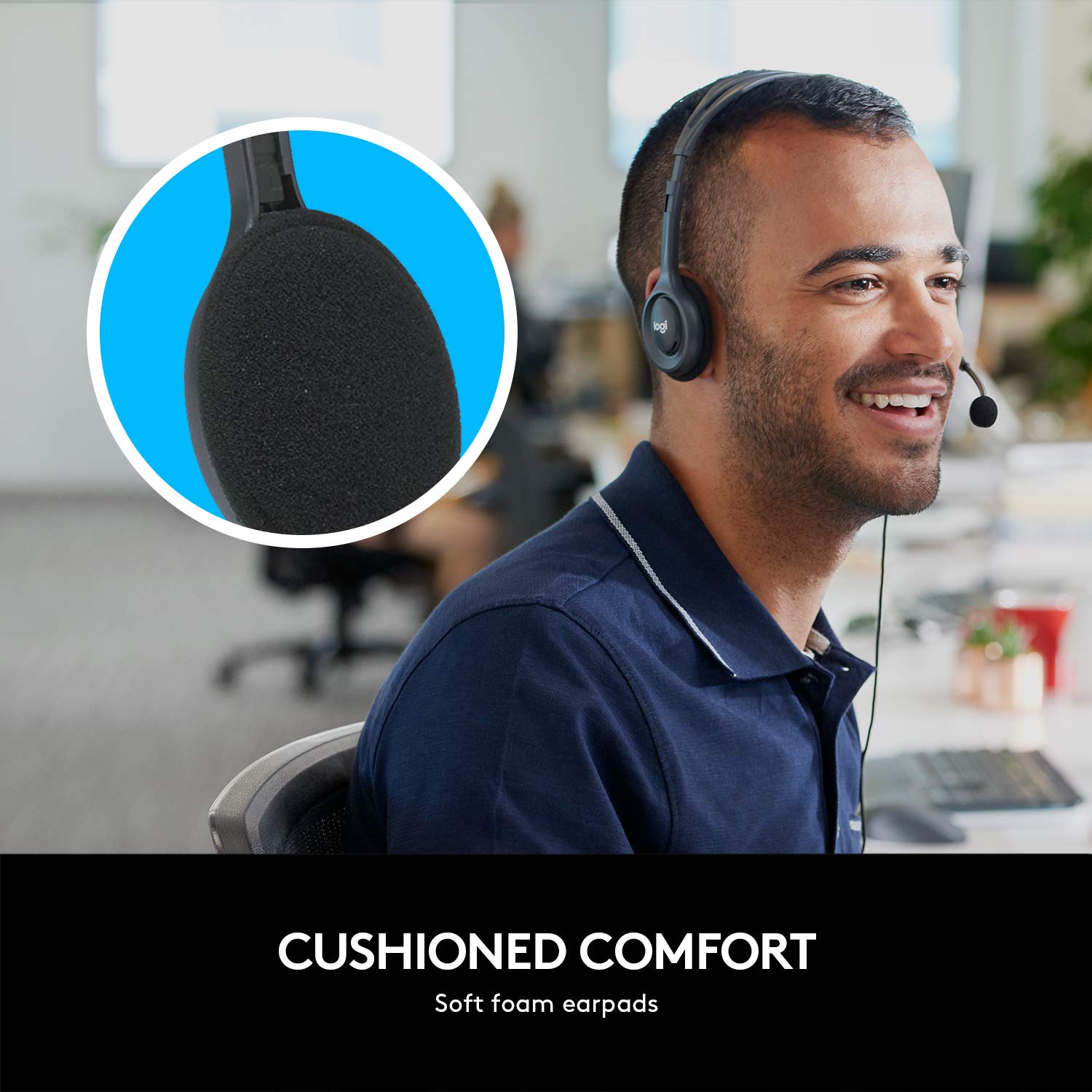 Logitech H111 Wired On Ear Headphones with Mic Black Logitech