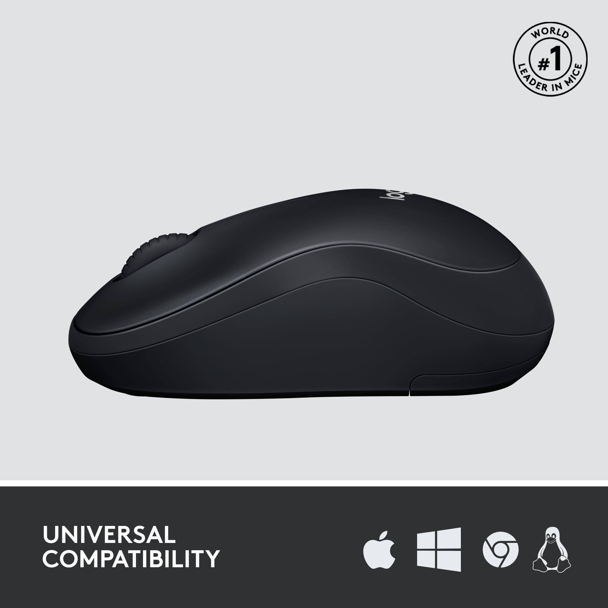 Logitech M220 Wireless Mouse, Silent Buttons, 2.4 GHz with USB Mini Receiver, 1000 DPI Optical Tracking, 18-Month Battery Life, Ambidextrous PC/Mac/Laptop - Charcoal Grey Logitech