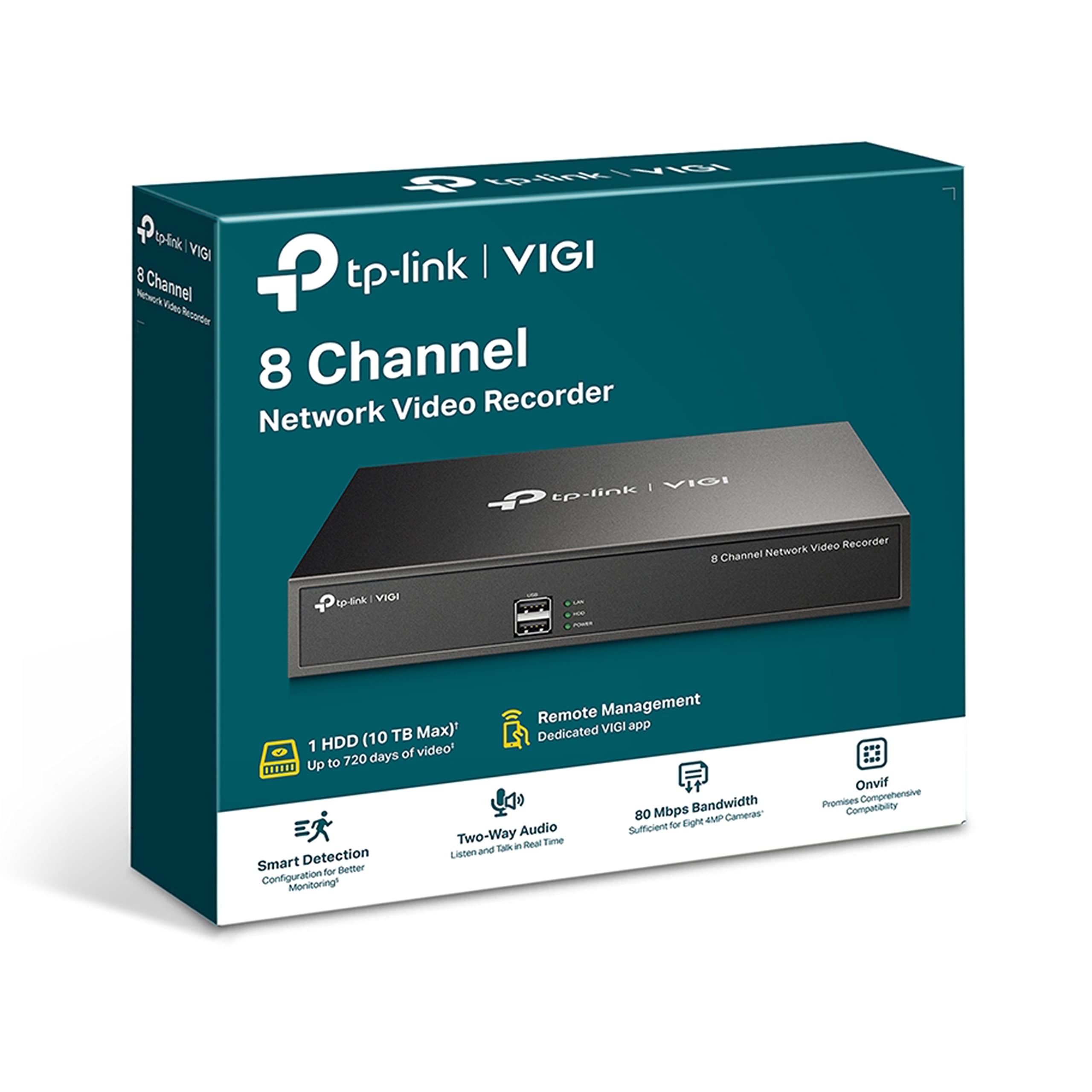 VIGI NVR1008H VIGI 8 Channel Network Video Recorder | H.265+ | 80 Mbps Video Access Bandwidth | Two-Way Audio | Remote Monitoring TP-Link