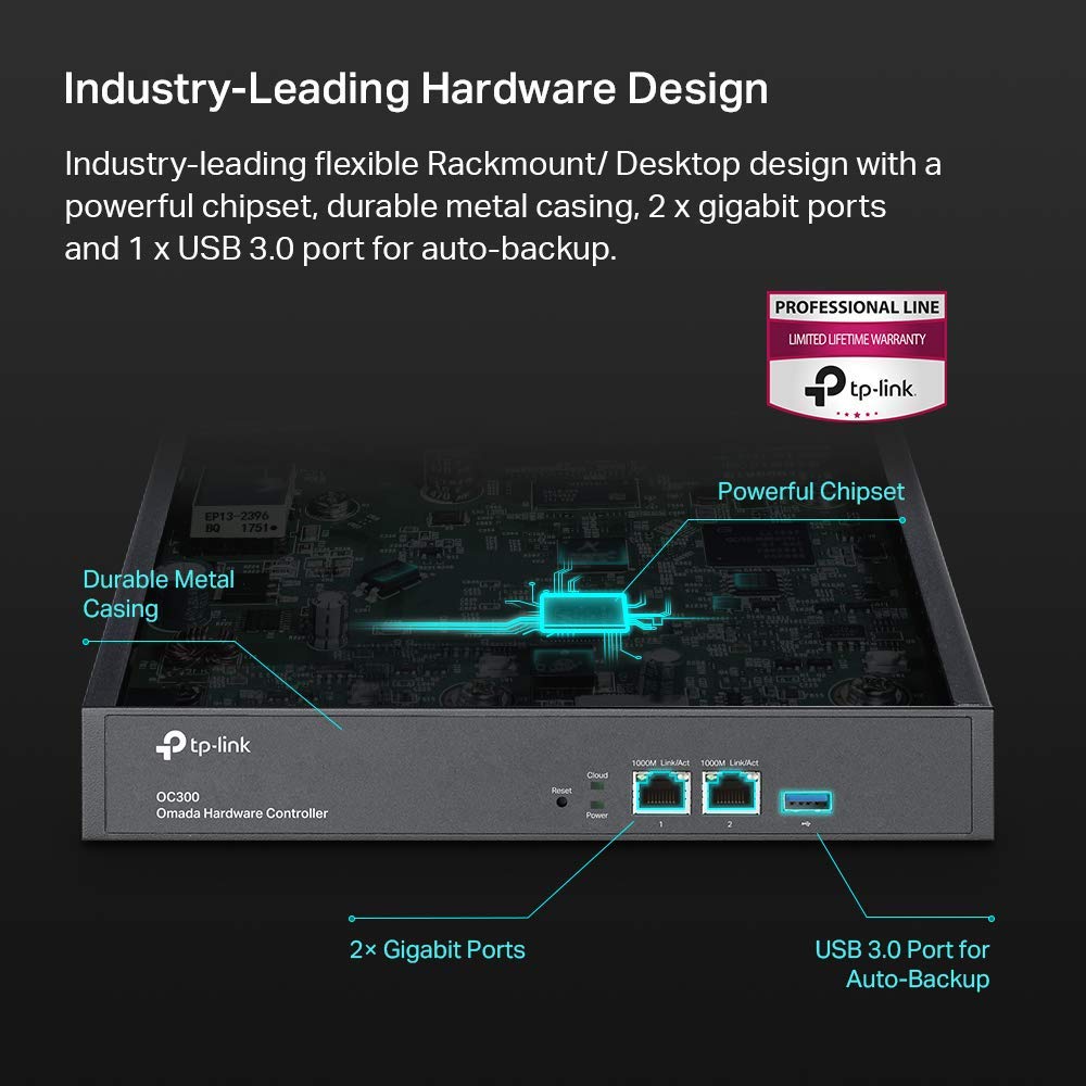 TP-Link OC300 Omada Hardware Controller | SDN Integrated | 2 Gigabit Port + 1 USB 3.0 Port | Manage Up to 500 Devices | Easy & Intelligent Network Monitor & Maintenance | Cloud Access & Omada App (OC300) TP-Link