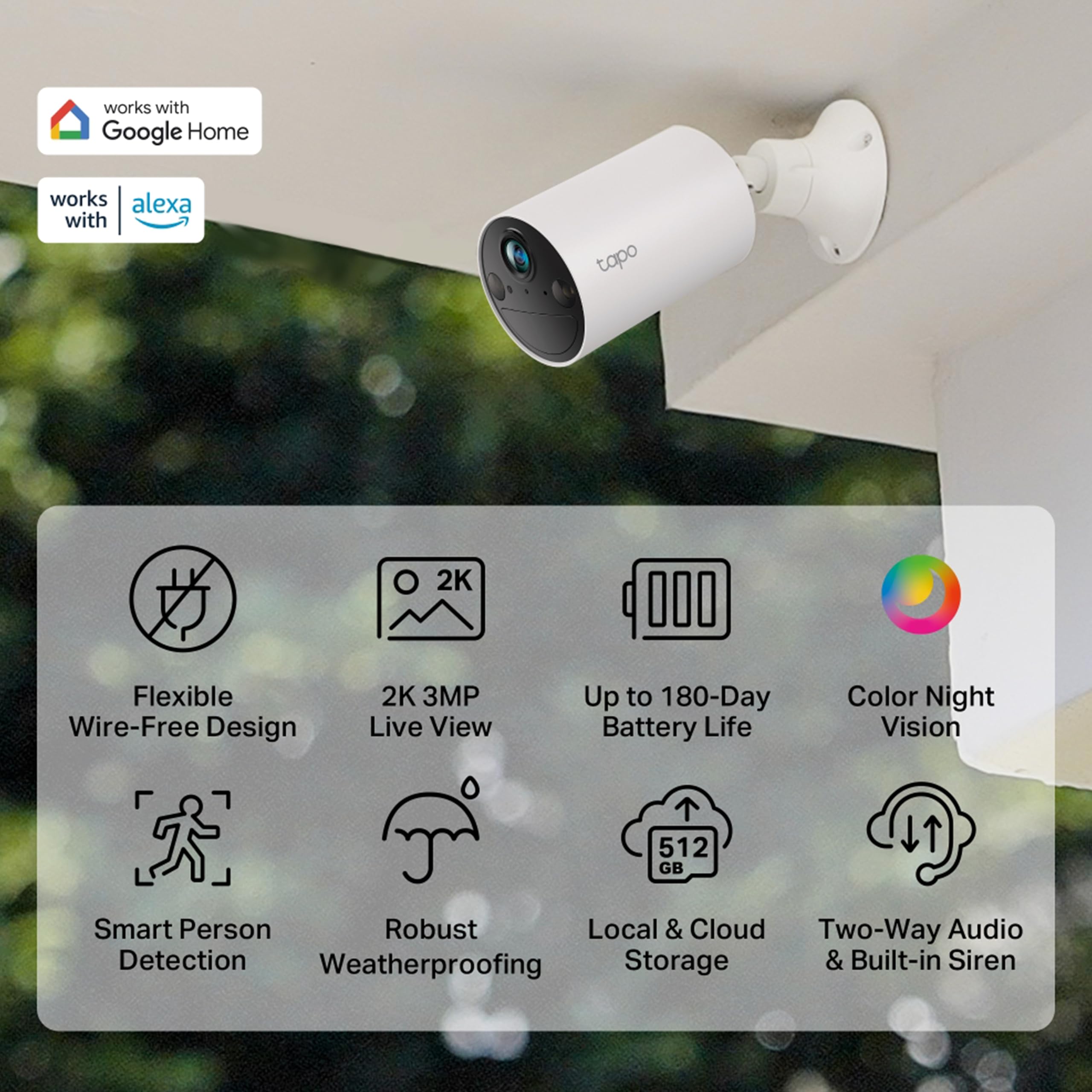 Tapo C410 KIT Solar-Powered 2K 3MP Outdoor Security Camera Kit, 2.4 GHz Wi-Fi, Tapo