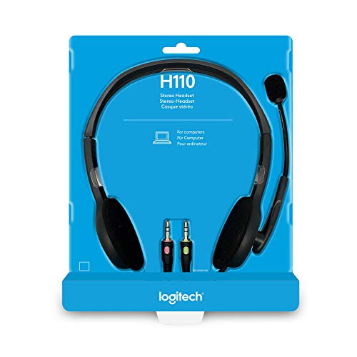 Logitech H110 Wired On Ear Headphones with Mic, Stereo with Noise-Cancelling,3.5-Mm Dual Audio Jack, Pc/Mac/Laptop- Black Catchcraft Networks
