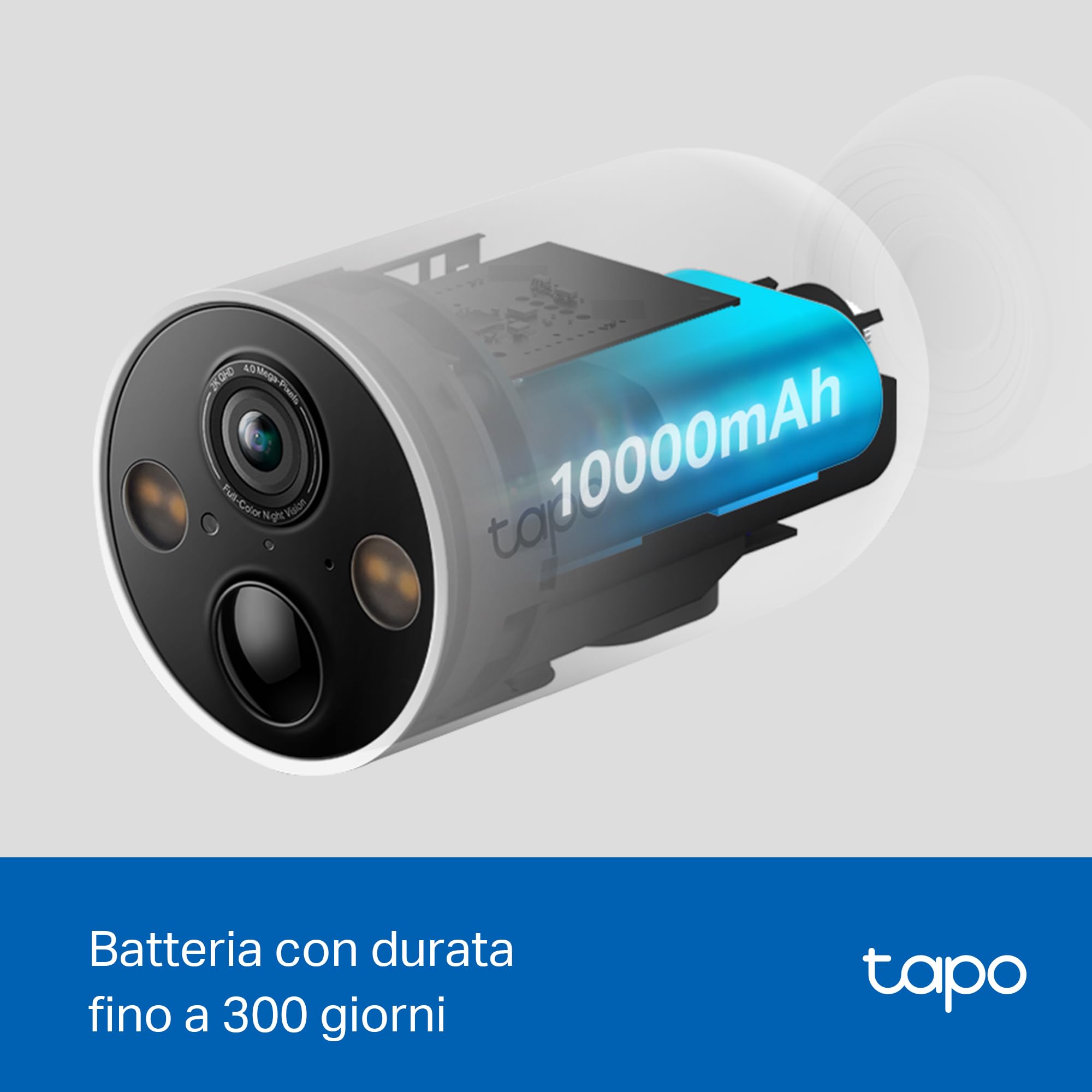 Tapo TP-Link C410 Smart Security Camera, 2K 3MP, Colour Night Vision, Wire-Free Indoor/Outdoor, 6400 mAh Non-Removable Battery Tapo