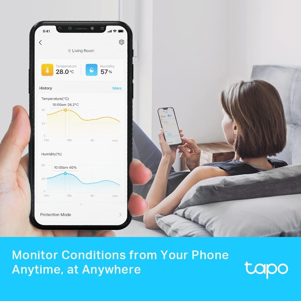 Tapo T315 Digital Hygrometer Thermometer Smart Temperature & Humidity Monitor | Real Time | Home Automation | Free Data Storage & Visual Graphs | Hub Required, Pack of 1 Tapo