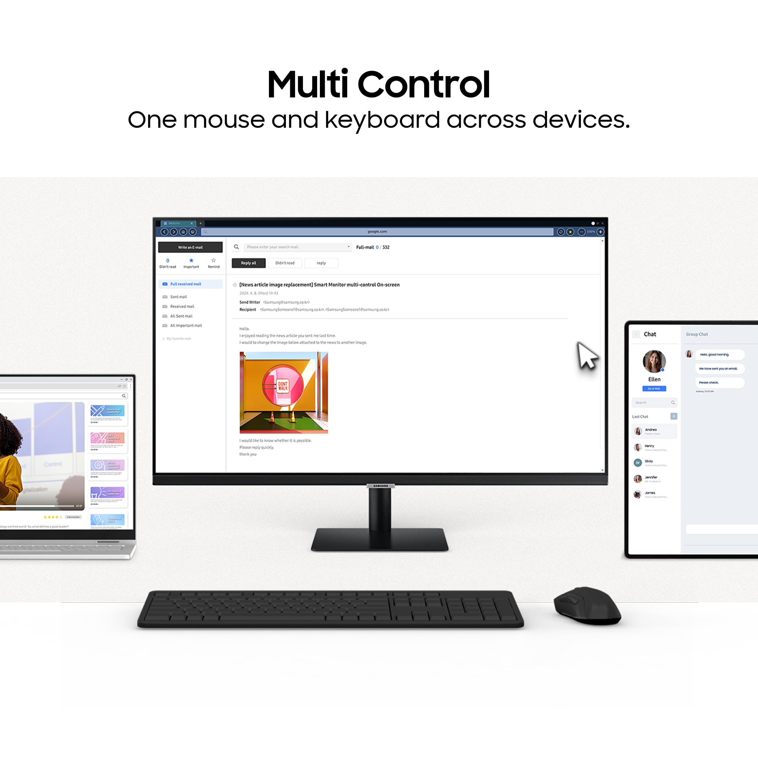 Samsung 27-Inch(68.6cm) M5 FHD Smart Monitor, Mouse & Keyboard Control, OTT Apps, IoT Hub, Office 365, Workout Tracker Samsung