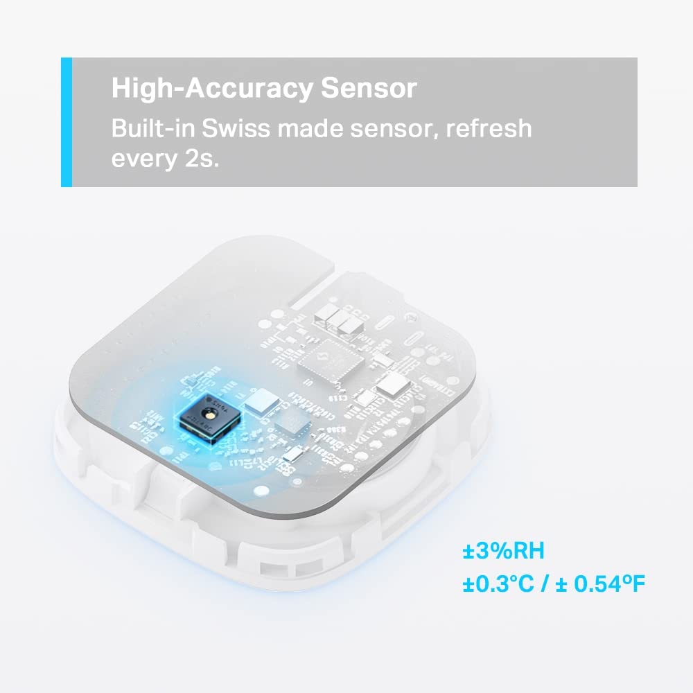 Tapo H100 Smart Temperature & Humidity Sensor, Free Data Storage, Real-Time Notifications, Battery Included, Work With Alexa And Google Home, Hub Required Sold Separately, White (T310) Tapo