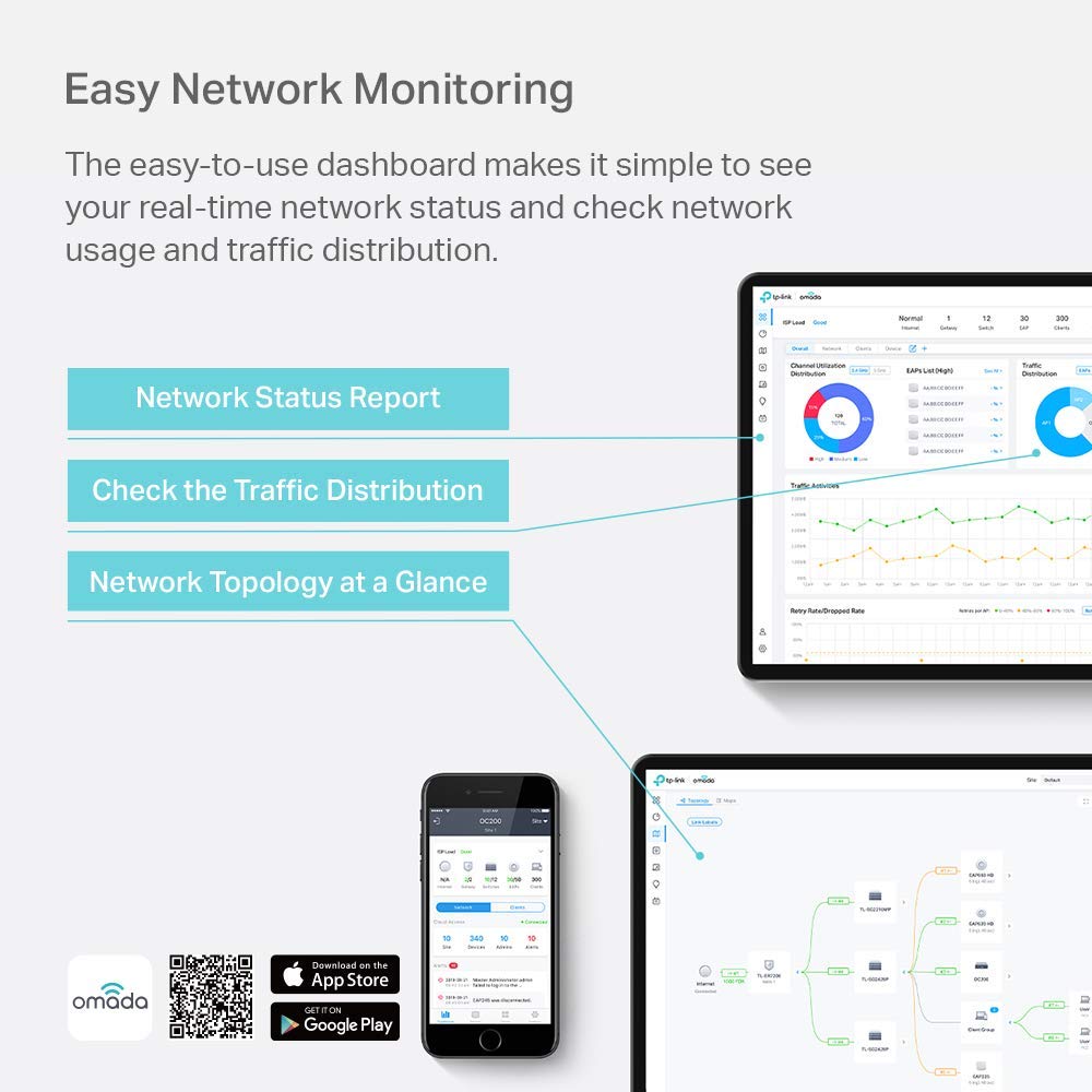 TP-Link OC300 Omada Hardware Controller | SDN Integrated | 2 Gigabit Port + 1 USB 3.0 Port | Manage Up to 500 Devices | Easy & Intelligent Network Monitor & Maintenance | Cloud Access & Omada App (OC300) TP-Link