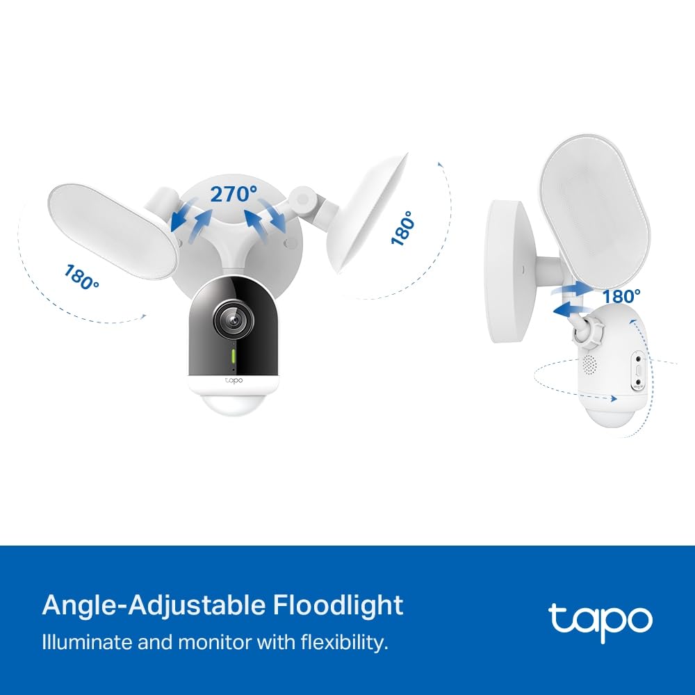 Tapo C720 Floodlight Outdoor Security WiFi Camera, Wireless, 2800 Lumen Ultra-Bright, 2K QHD, IP65, 270° Motion, Full-Colour Night Vision, Smart AI Detection Tapo