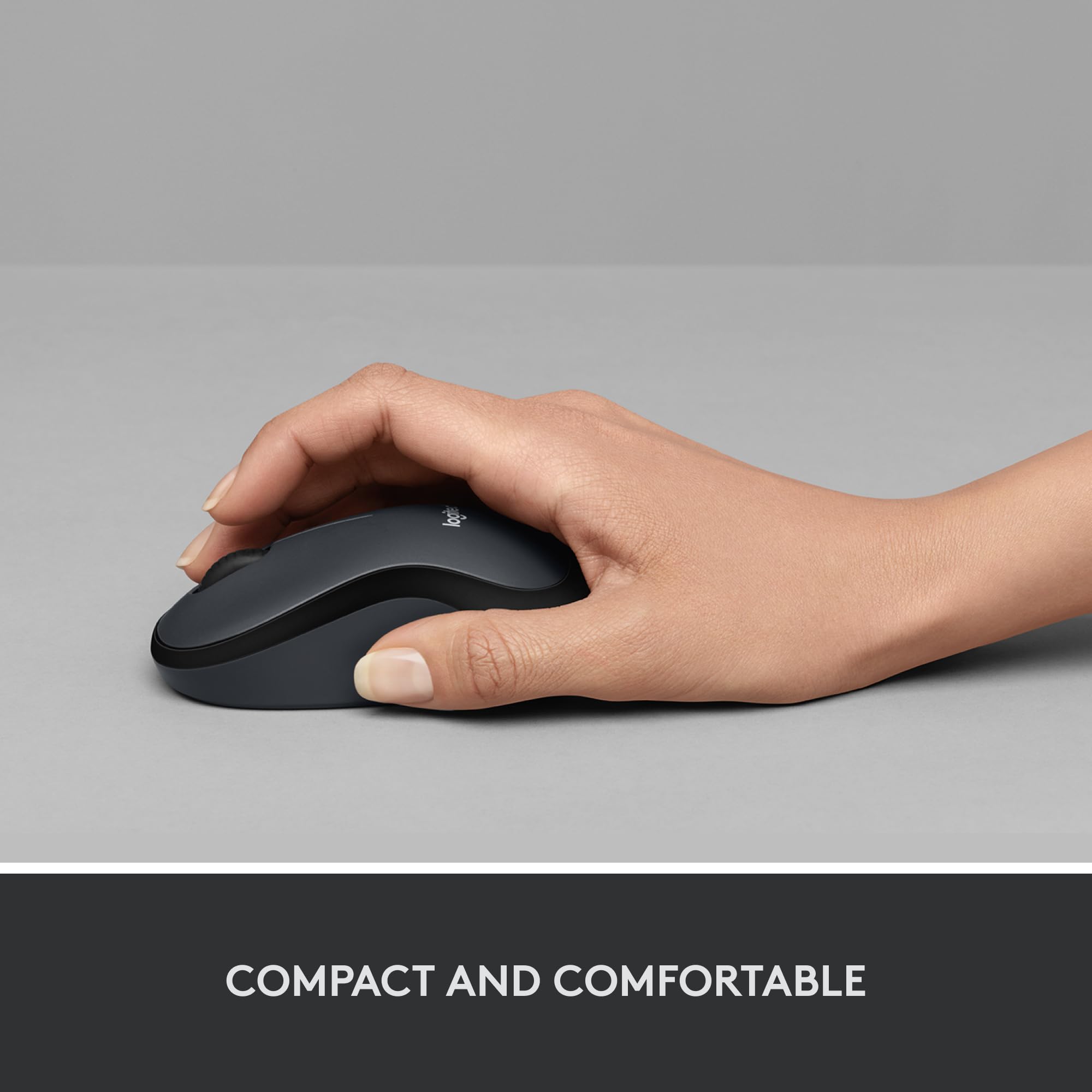 Logitech M220 Wireless Mouse, Silent Buttons, 2.4 GHz with USB Mini Receiver, 1000 DPI Optical Tracking, 18-Month Battery Life, Ambidextrous PC/Mac/Laptop - Charcoal Grey Logitech