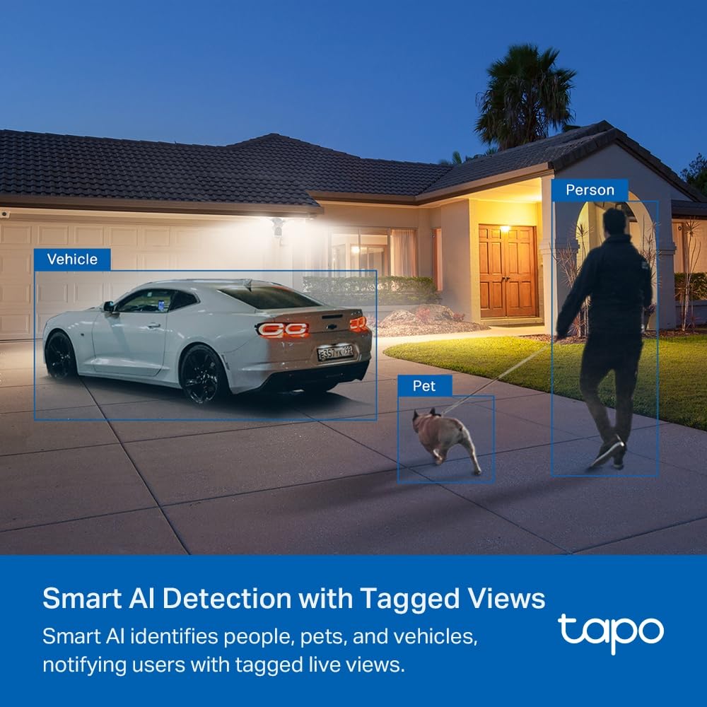 Tapo C720 Floodlight Outdoor Security WiFi Camera, Wireless, 2800 Lumen Ultra-Bright, 2K QHD, IP65, 270° Motion, Full-Colour Night Vision, Smart AI Detection Tapo