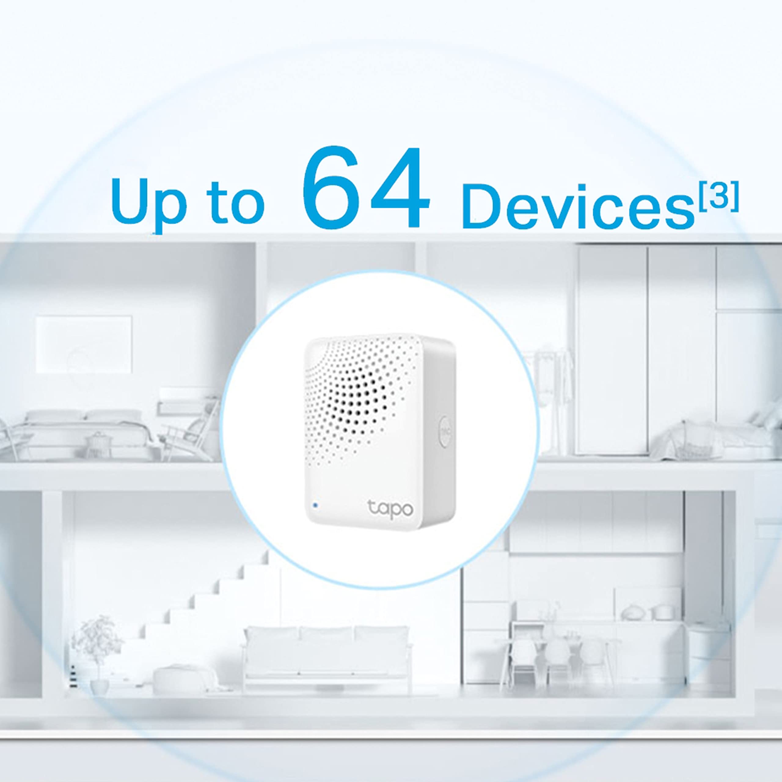 TP-Link Tapo Smart Hub with Built-in Chime, Requires 2.4GHz Wi-Fi, Connect up to 64 Smart + 4 Camera Devices, Sub-1G Low-Power Wireless Protocol, 512GB Local Storage Tapo
