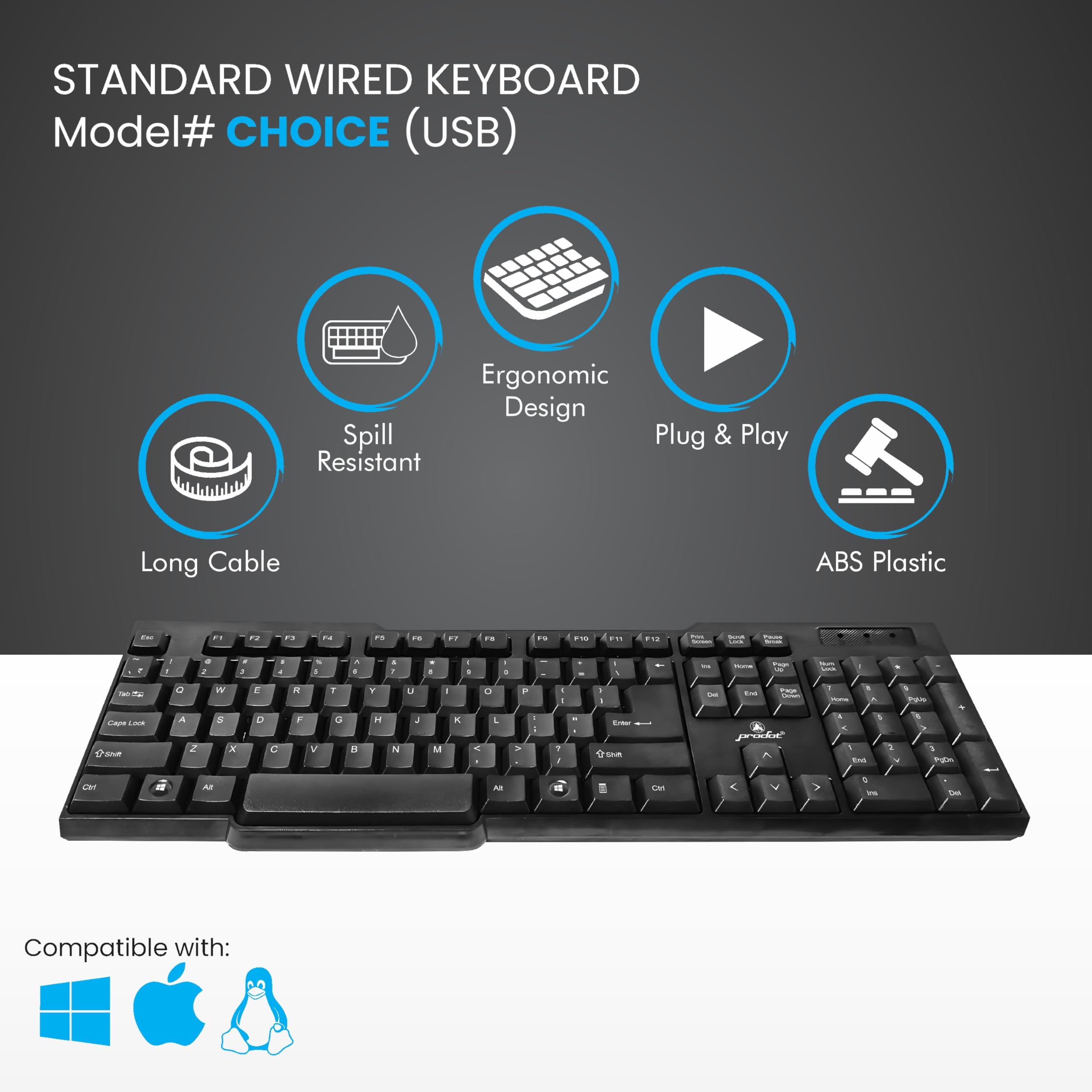 Prodot Wired USB Standard Keyboard ProDot