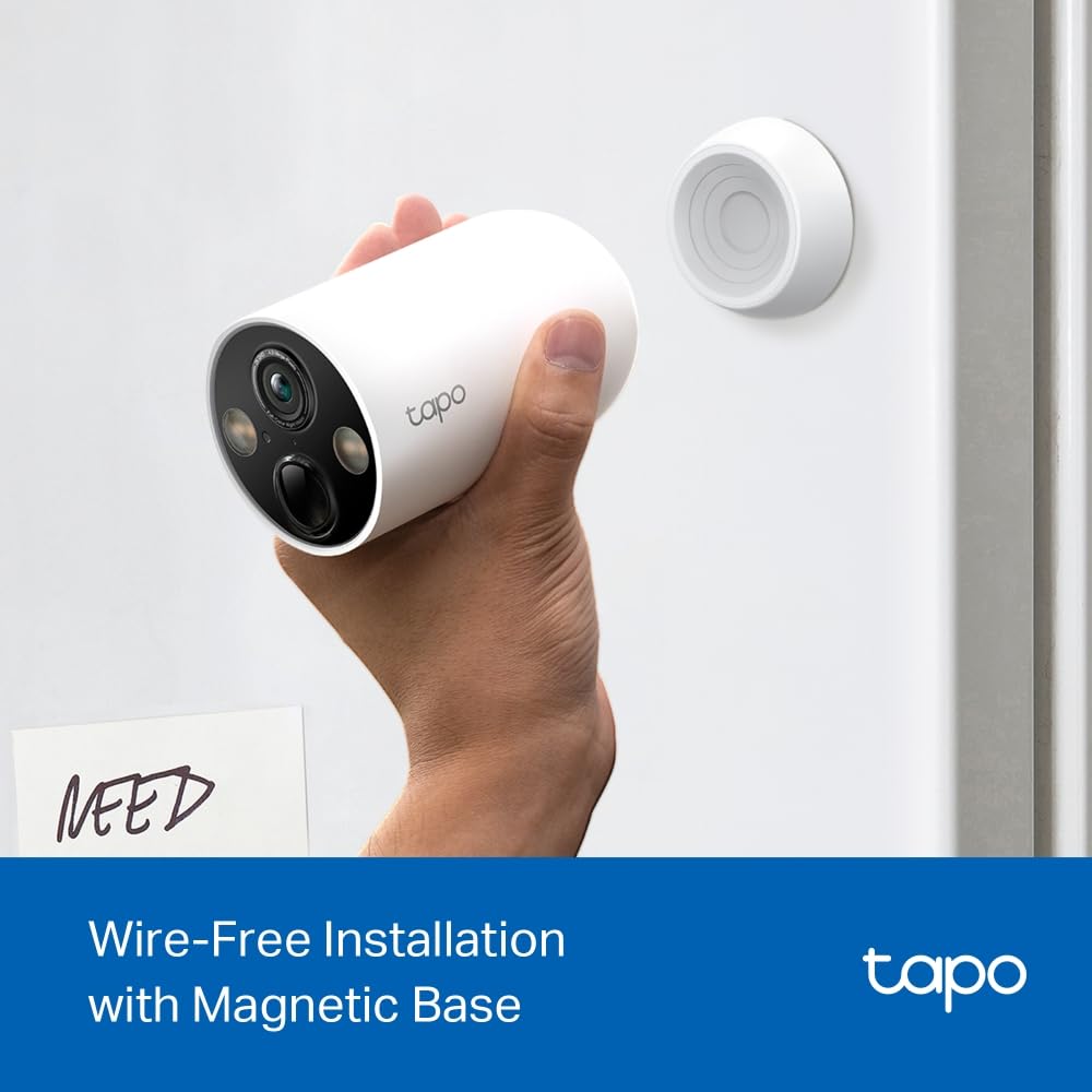 Tapo TP-Link C410 Smart Security Camera, 2K 3MP, Colour Night Vision, Wire-Free Indoor/Outdoor, 6400 mAh Non-Removable Battery Tapo