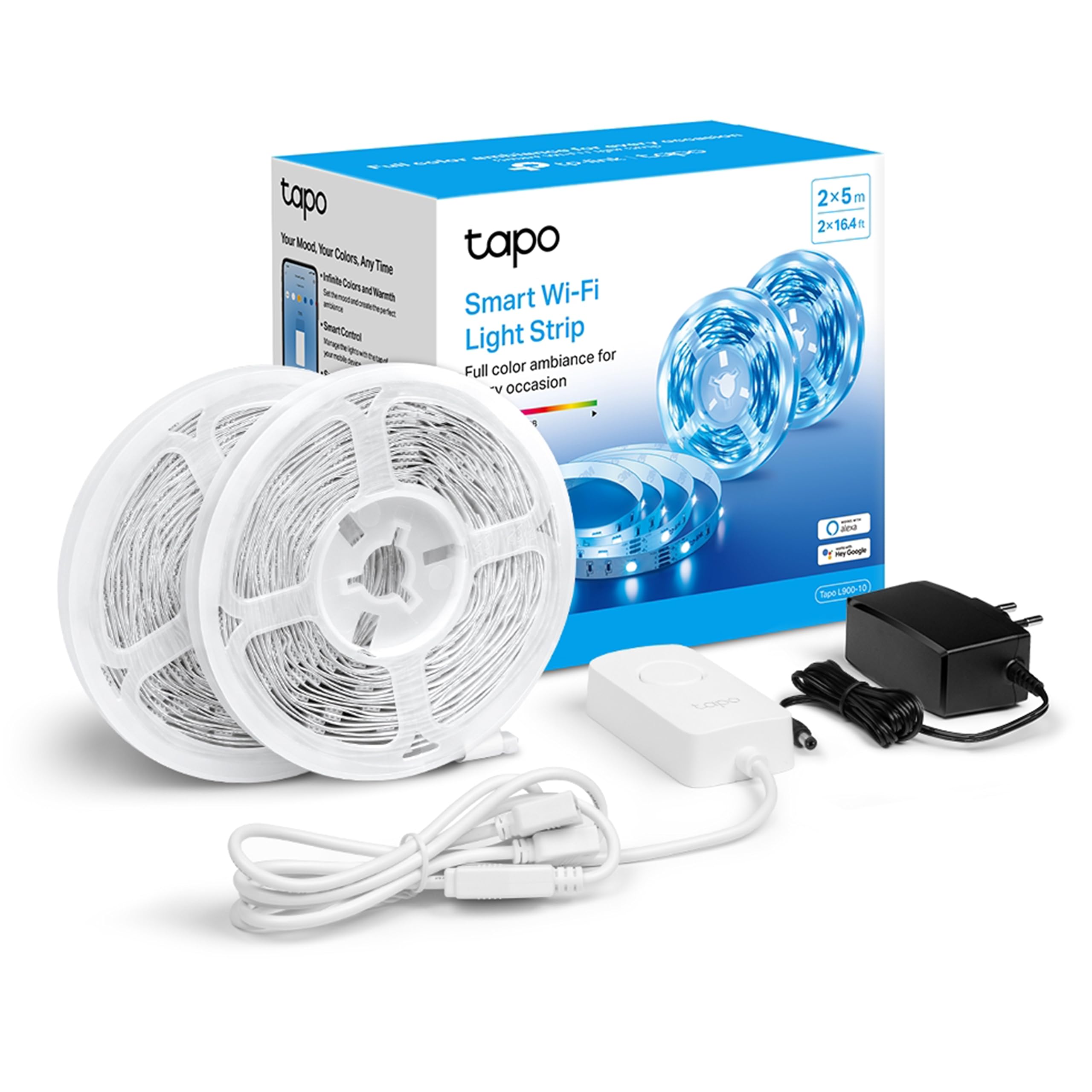 Tapo TP-Link Smart LED Light Strip, Two Lights Included (5 Meters Each), Wi-Fi App Control RGB Multicolour LED Strip Tapo