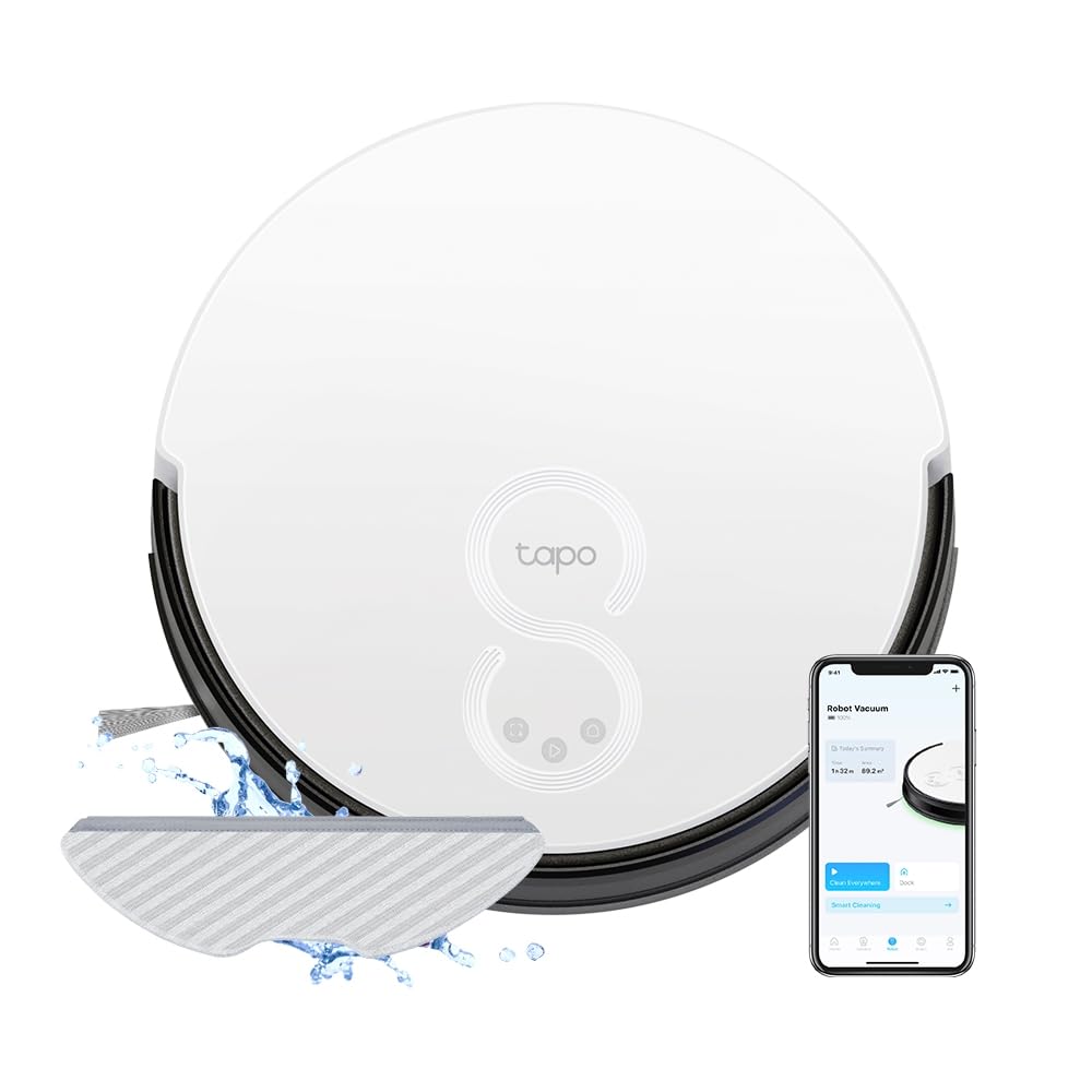 Tapo TP-Link Robot Vacuum Cleaner with Mop, Hyper Suction Robotic Vacuum Compatible with Alexa and Google, LiDAR & Gyro Dual Navigation, Auto- Charge, Remote Control, 5-Hour Continuous Cleaning Tapo