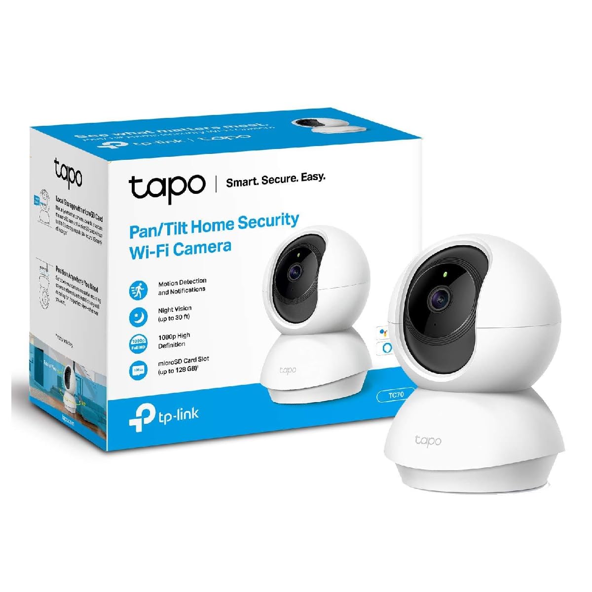 TP-LINK Tapo V1 Network Surveillance Camera Pan/Tilt Colour Day & Night 3 MP 2304 x 1296 2K Audio Wireless Wi-Fi 2.4 GHz Radio H.264 DC 9 V Tapo