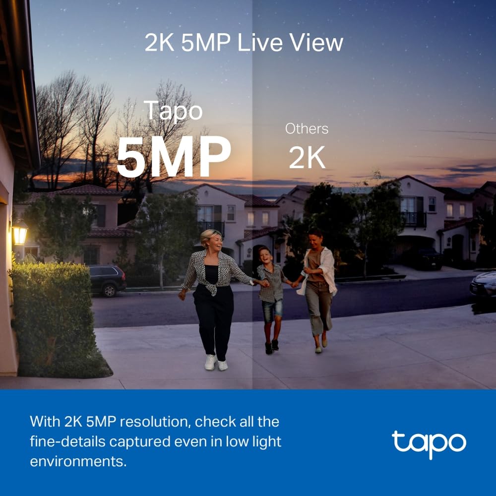 TP-Link Tapo D230S1 2K 5Mp/1920p Smart Wireless Security Video Doorbell,Battery-Powered,Two-Way Talk,Ip64,Colour Night Vision,Cloud &Local Storage,Compatible with Alexa&Google Home,Easy Installation Tapo