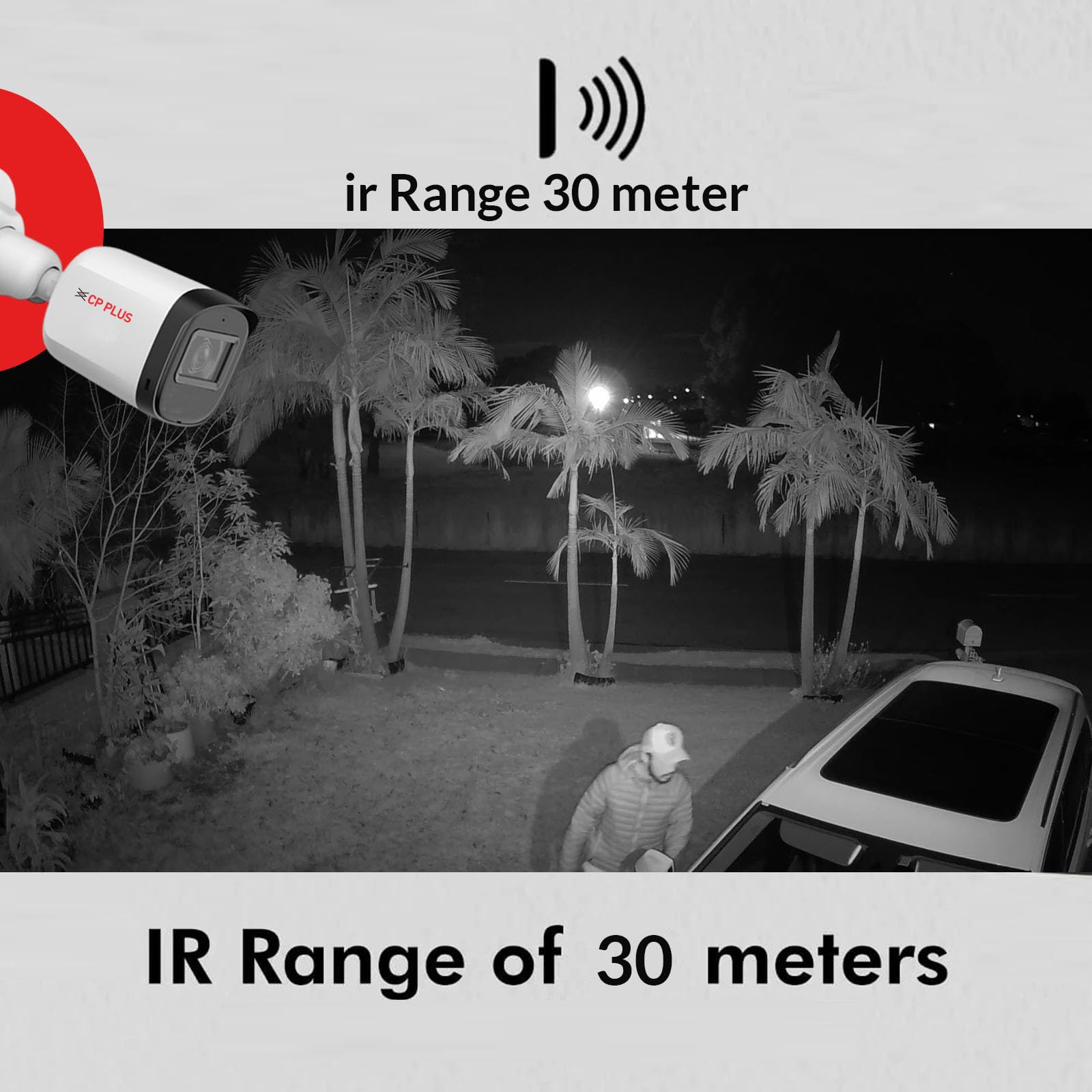 CP Plus 2.4MP IR Wired Bullet Outdoor Camera CP-URC-TC24PL3 Compatible with DVR only | 3.6mm Lens | 30 Meter Black & White Night Vision | IP67 | Analog HD CCTV Camera, White CP PLUS