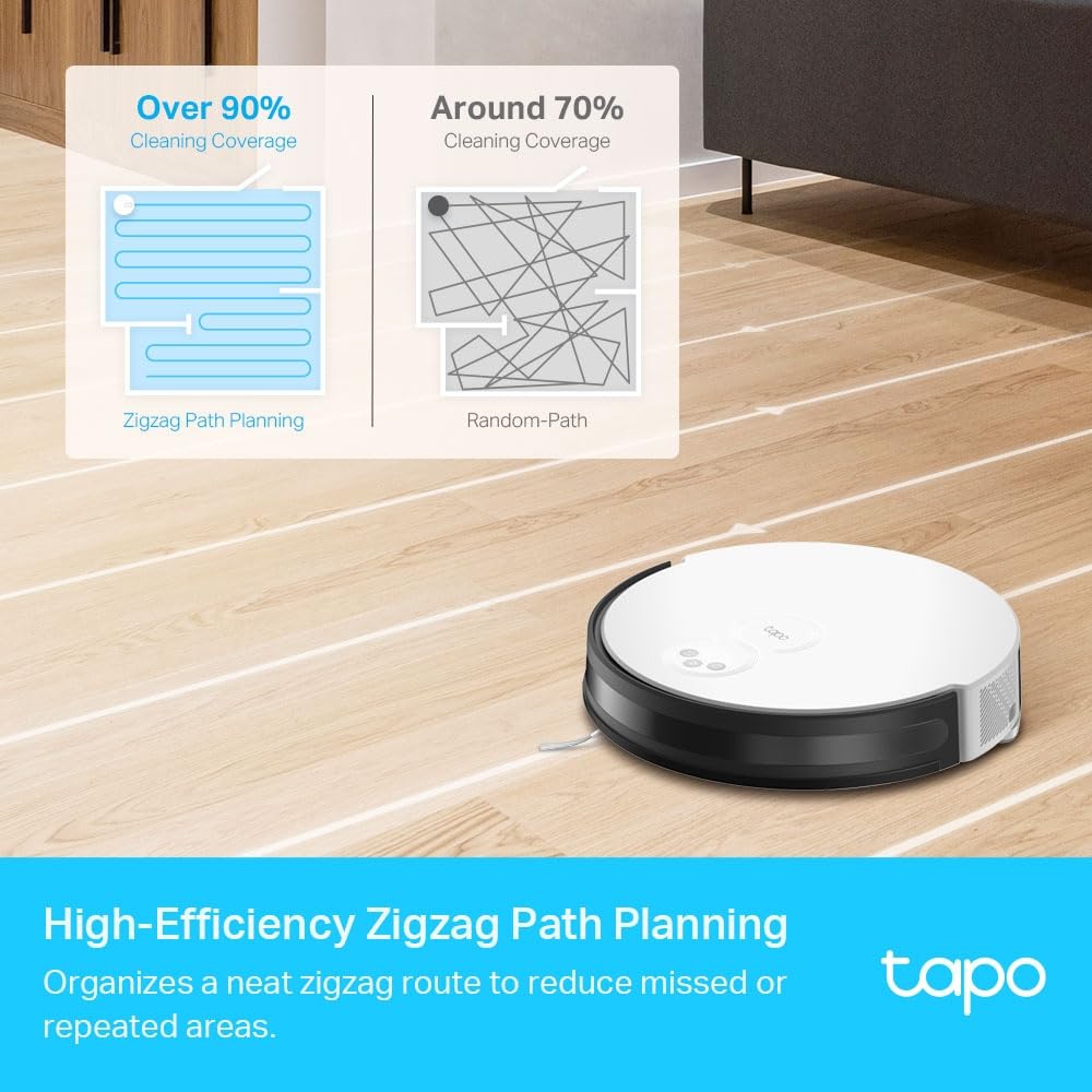 Tapo TP-Link Robot Vacuum Cleaner with Mop, Hyper Suction Robotic Vacuum Compatible with Alexa and Google, LiDAR & Gyro Dual Navigation, Auto- Charge, Remote Control, 5-Hour Continuous Cleaning Tapo