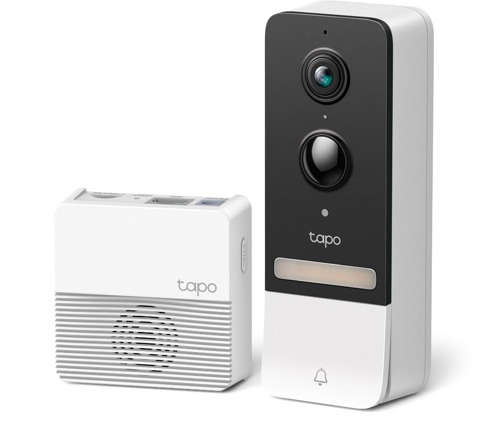 TP-Link Tapo D230S1 2K 5Mp/1920p Smart Wireless Security Video Doorbell,Battery-Powered,Two-Way Talk,Ip64,Colour Night Vision,Cloud &Local Storage,Compatible with Alexa&Google Home,Easy Installation Tapo