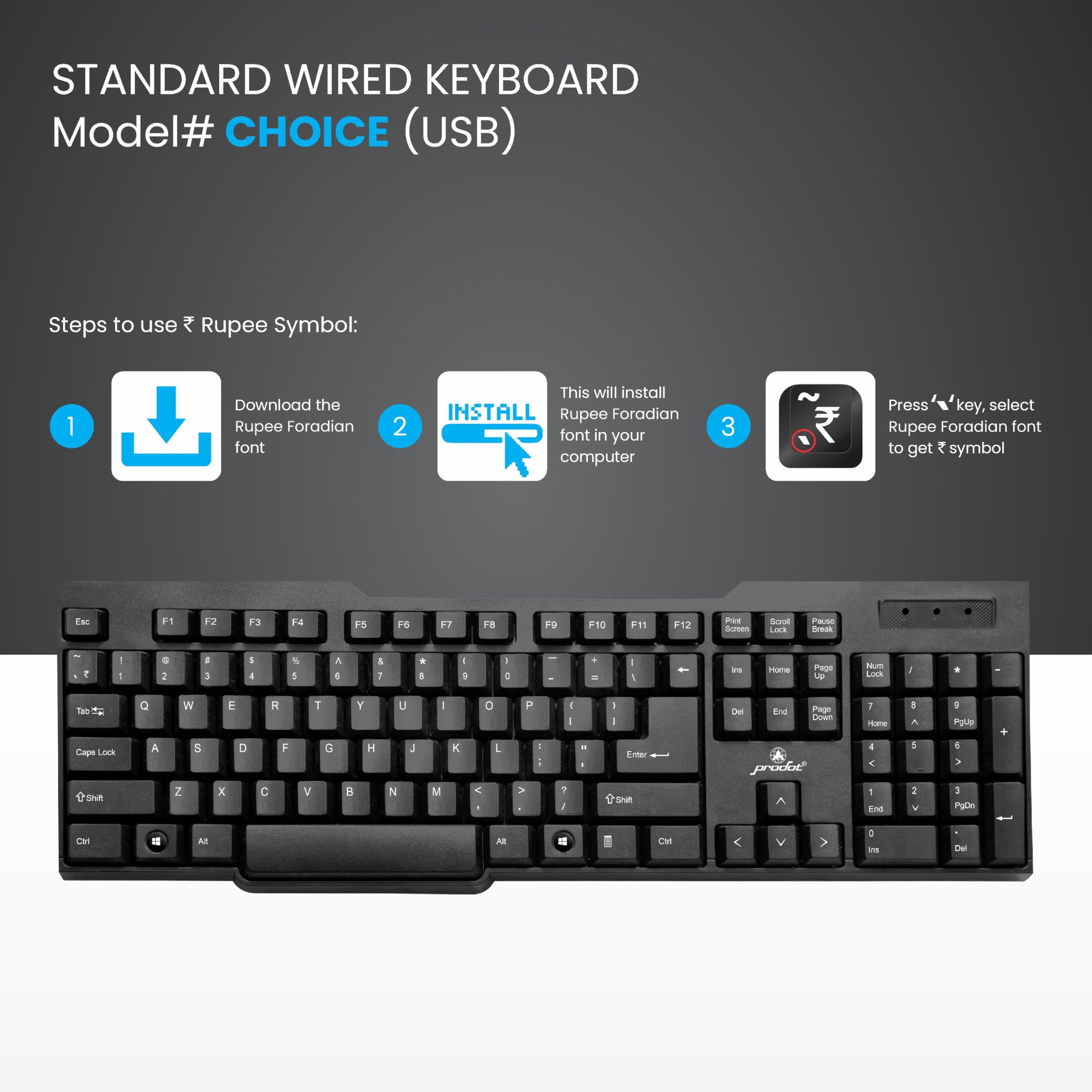 Prodot Wired USB Standard Keyboard ProDot