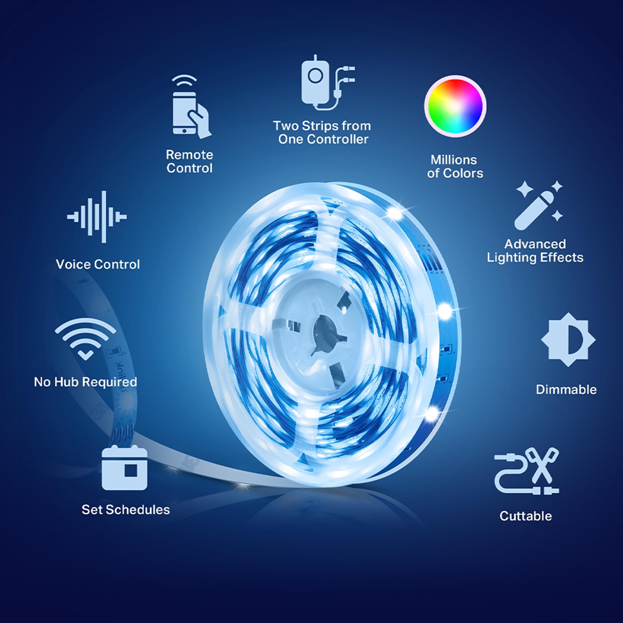 Tapo TP-Link Smart LED Light Strip, Two Lights Included (5 Meters Each), Wi-Fi App Control RGB Multicolour LED Strip Tapo