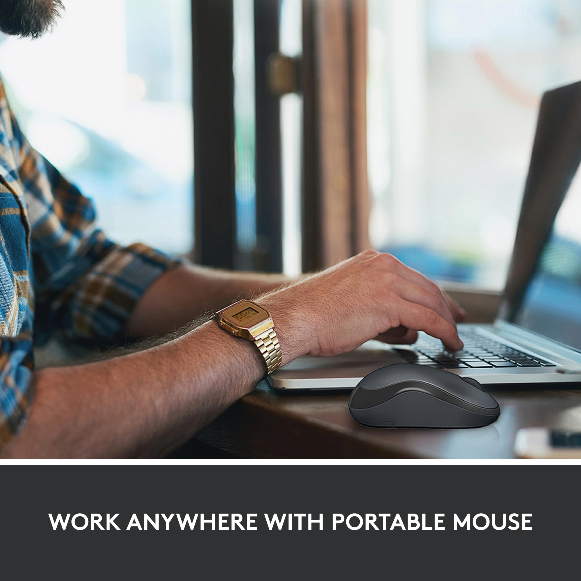 Logitech M220 Wireless Mouse, Silent Buttons, 2.4 GHz with USB Mini Receiver, 1000 DPI Optical Tracking, 18-Month Battery Life, Ambidextrous PC/Mac/Laptop - Charcoal Grey Logitech