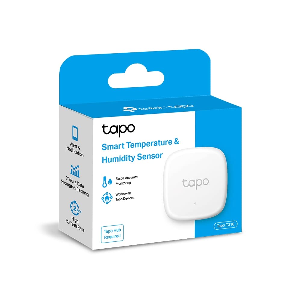 Tapo H100 Smart Temperature & Humidity Sensor, Free Data Storage, Real-Time Notifications, Battery Included, Work With Alexa And Google Home, Hub Required Sold Separately, White (T310) Tapo
