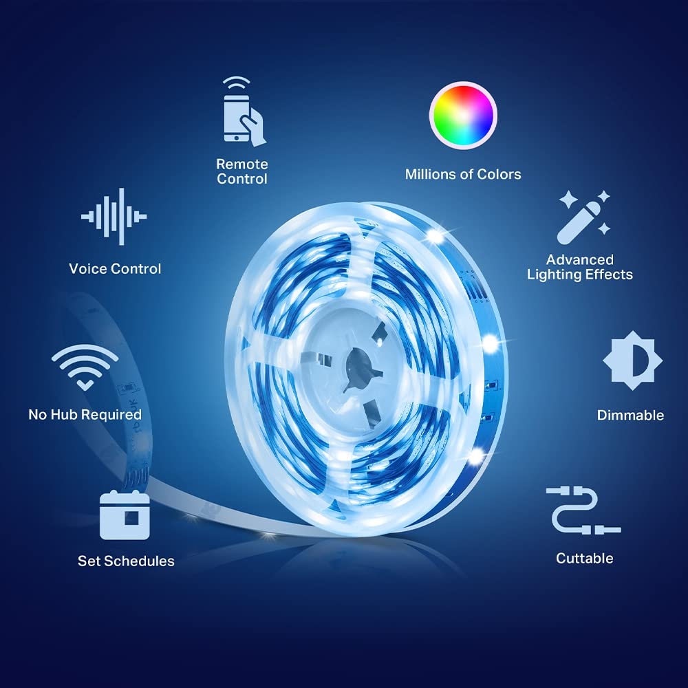 Tapo TP-Link Smart LED Light Strip, Two Lights Included (5 Meters Each), Wi-Fi App Control RGB Multicolour LED Strip Tapo