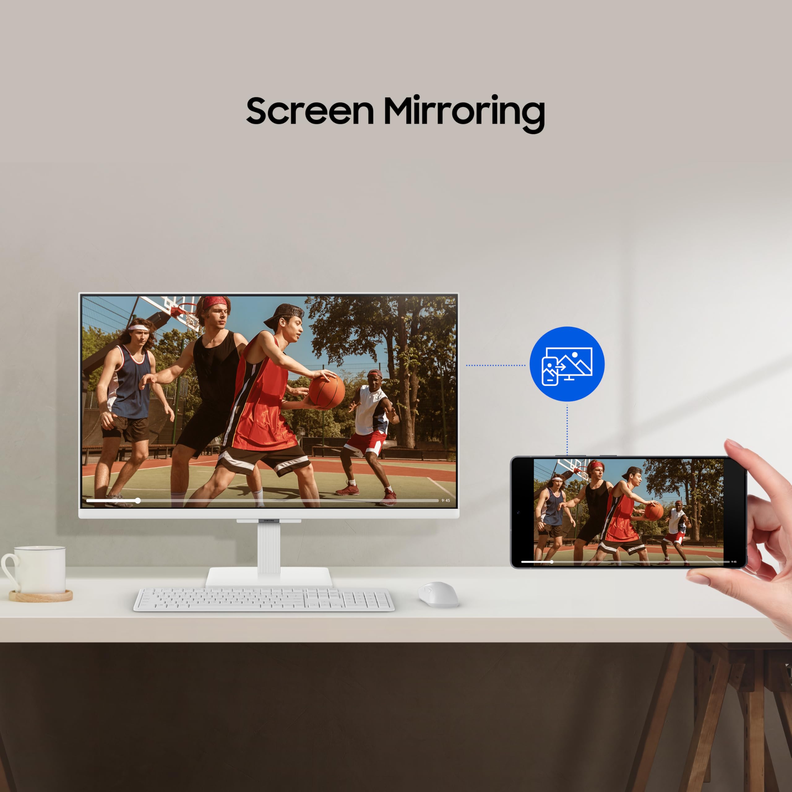 Samsung 27-Inch(68.6cm) M5 FHD Smart Monitor, Mouse & Keyboard Control, OTT Apps, IoT Hub, Office 365, Workout Tracker Samsung