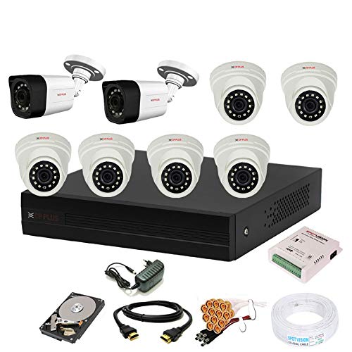 CP Plus Wired 8 Channel HD DVR 1080p, Outdoor Camera 2.4 MP 2Pcs, Indoor Camera 2.4 MP 6Pcs, 1 TB Hard Disk, Full Combo Set CP PLUS