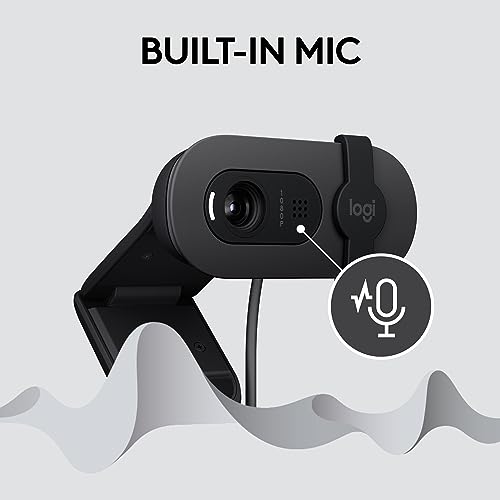 Logitech Brio 100 Full HD Webcam for Meetings and Streaming, Auto-Light Balance, Built-in Mic, Privacy Shutter Logitech